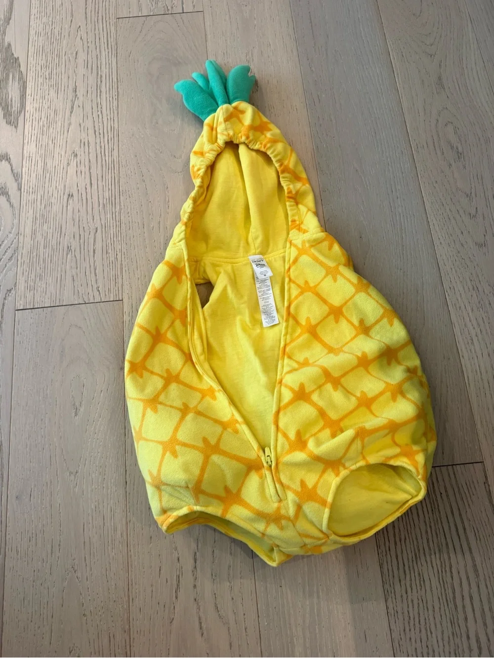 Halloween Pinapple Costume Hoodie - Yellow with Green Top - Picture 3 of 3